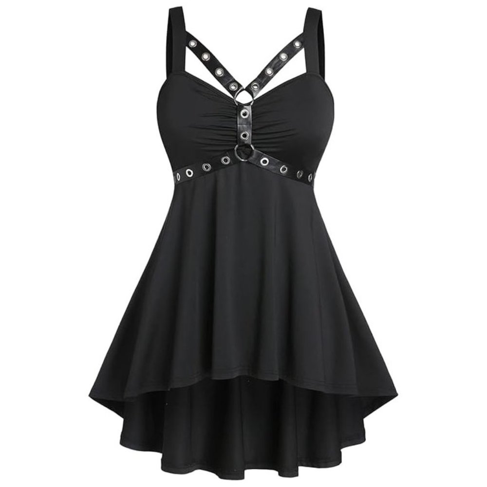 NEW! Women's PLUS SIZE 4X Goth Spaghetti Strap Tank Top ROSE GAL Wrap V-Neck